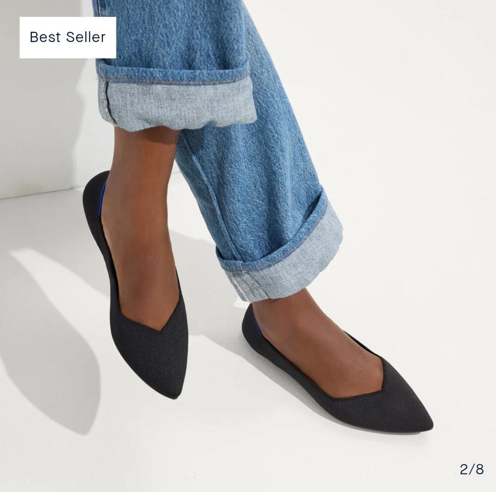Rothy's Black The Point Flats Pointed Toe Flats Size 9